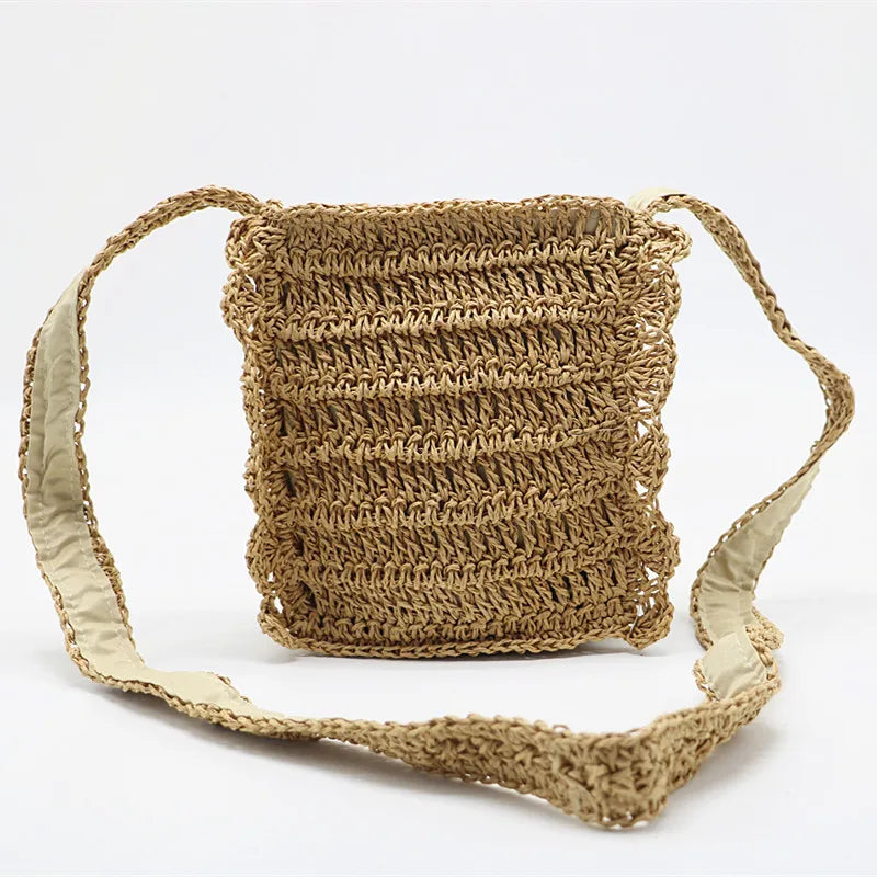 Handwoven Crossbody Straw Handbag Crochet Woven Bag Lace Woven Bags For Women De