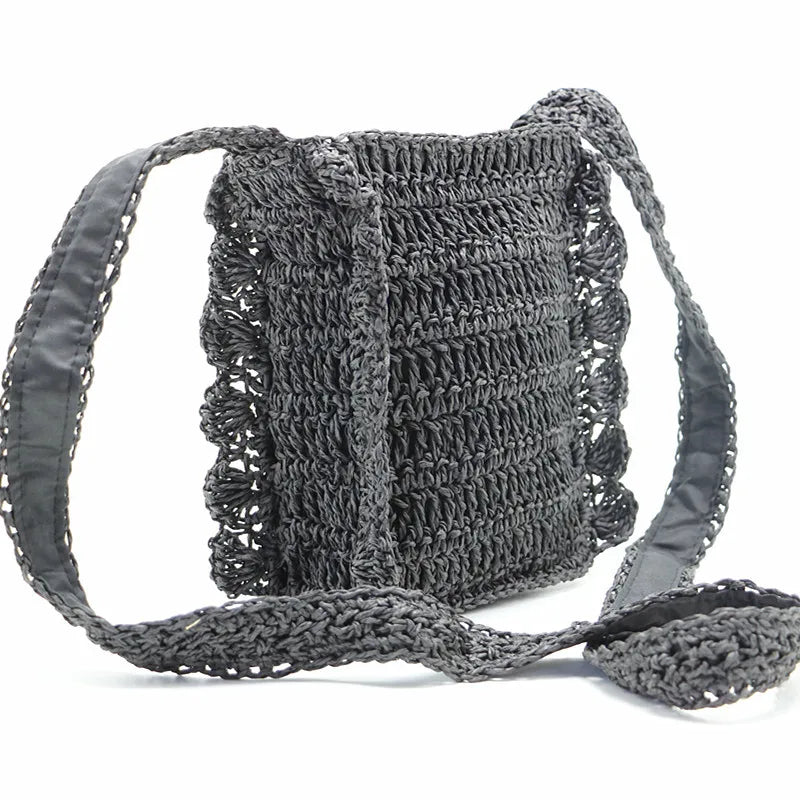 Handwoven Crossbody Straw Handbag Crochet Woven Bag Lace Woven Bags For Women De