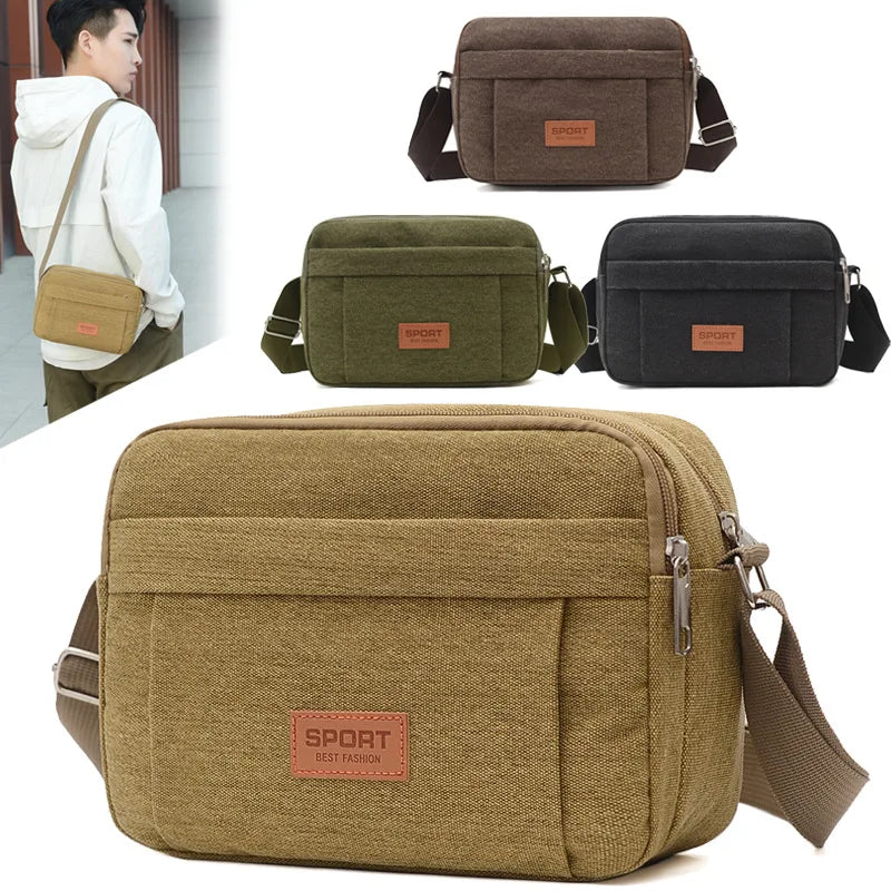 Canvas Messenger Bag Men's Crossbody Bag