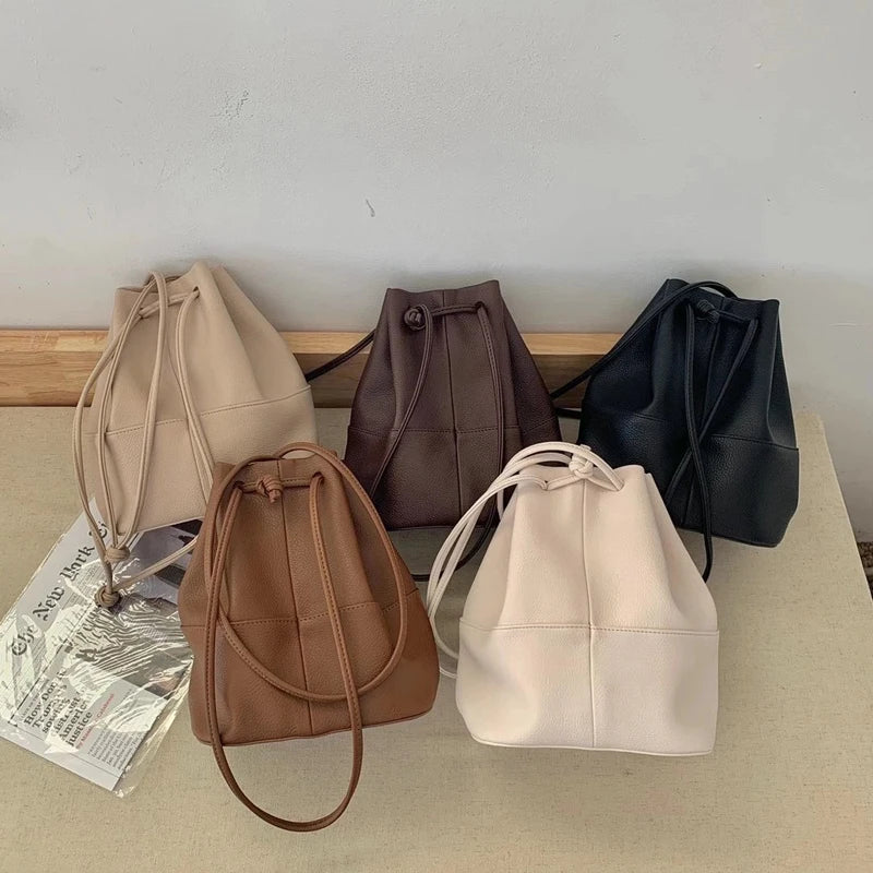 High Quality PU Leather Ladies Bucket Bag Women Handbags Shoulder Bag