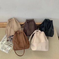 High Quality PU Leather Ladies Bucket Bag Women Handbags Shoulder Bag