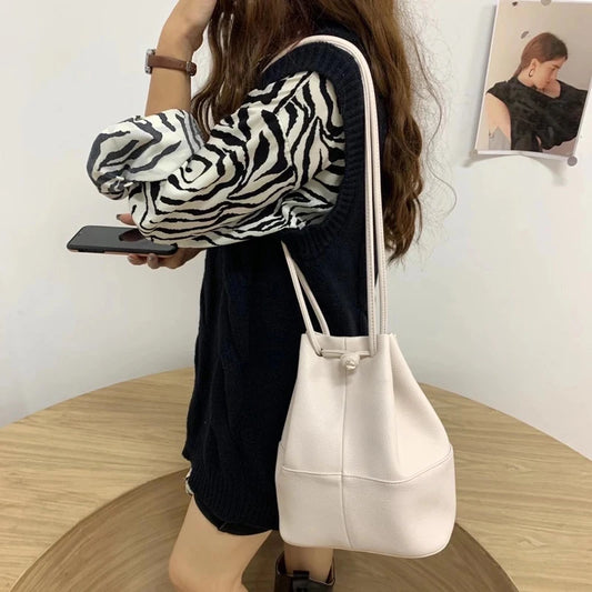 High Quality PU Leather Ladies Bucket Bag Women Handbags Shoulder Bag