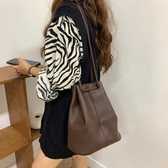 High Quality PU Leather Ladies Bucket Bag Women Handbags Shoulder Bag
