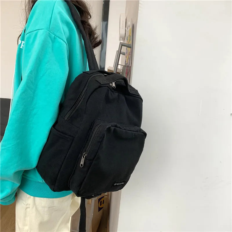 Canvas Women Backpack Large Capacity Casual Travel Bag for Teenage Girls