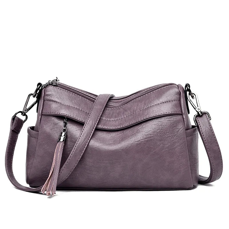 Tassel Crossbody Bag Women Leather Shoulder Messenger Bag