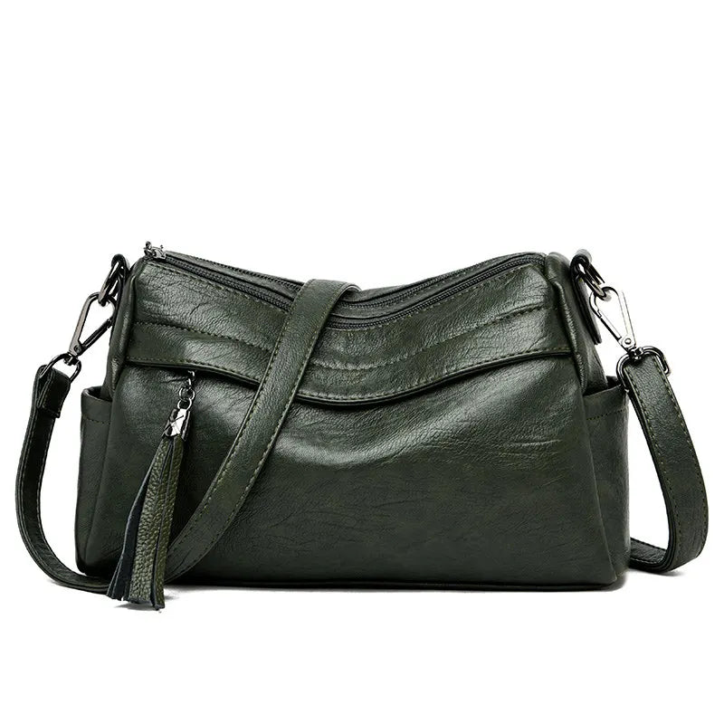Tassel Crossbody Bag Women Leather Shoulder Messenger Bag
