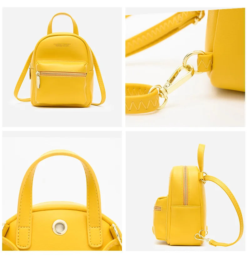 Women's Pu Leather Mini Backpack Shoulder Bag