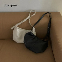 Large Capacity Casual Shoulder Bag Solid Pu Leather Crossbody Bags