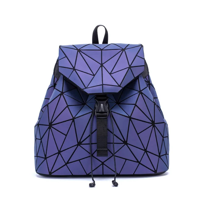 Luminous Rhombic Geometric Backpack Women's Folding