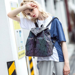 Luminous Rhombic Geometric Backpack Women's Folding