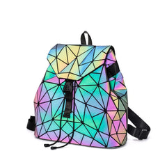 Luminous Rhombic Geometric Backpack Women's Folding