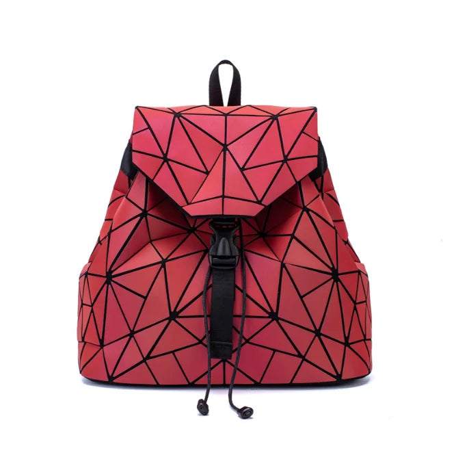 Luminous Rhombic Geometric Backpack Women's Folding