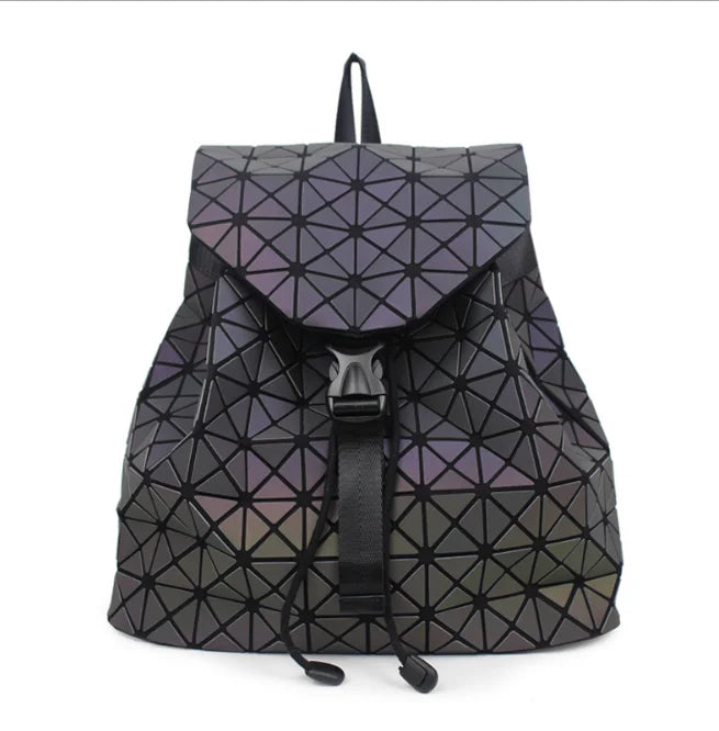 Luminous Rhombic Geometric Backpack Women's Folding
