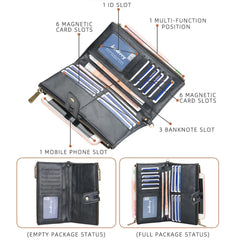 Engraved Men's Double Zipper Wallet w/ Chain - PU Leather