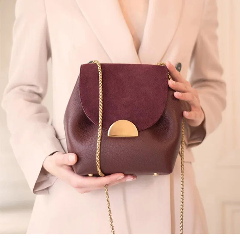 Retro Crossbody Bucket Bag Chain Purse