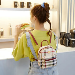 Teenage Girls Plaid Mini Backpack Small Bagpack Female Shoulder Bag