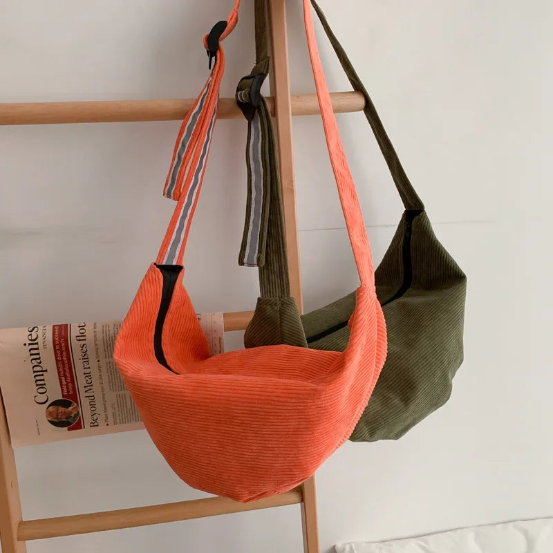 Reflective Messenger Bag Corduroy Dumpling Bags