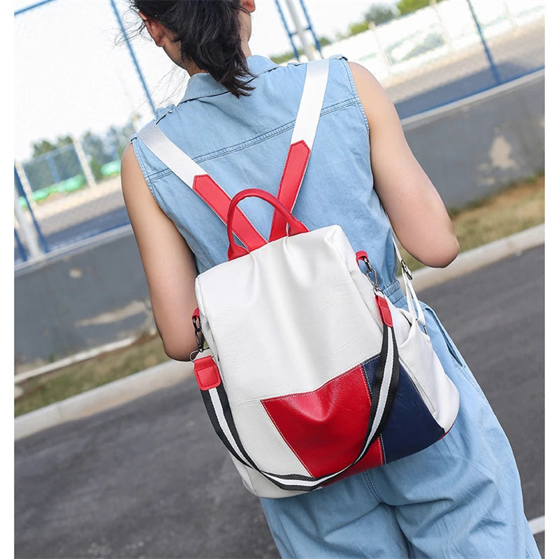 PU Leather Women Backpack Anti-Theft Travel Backpack Large Capacity