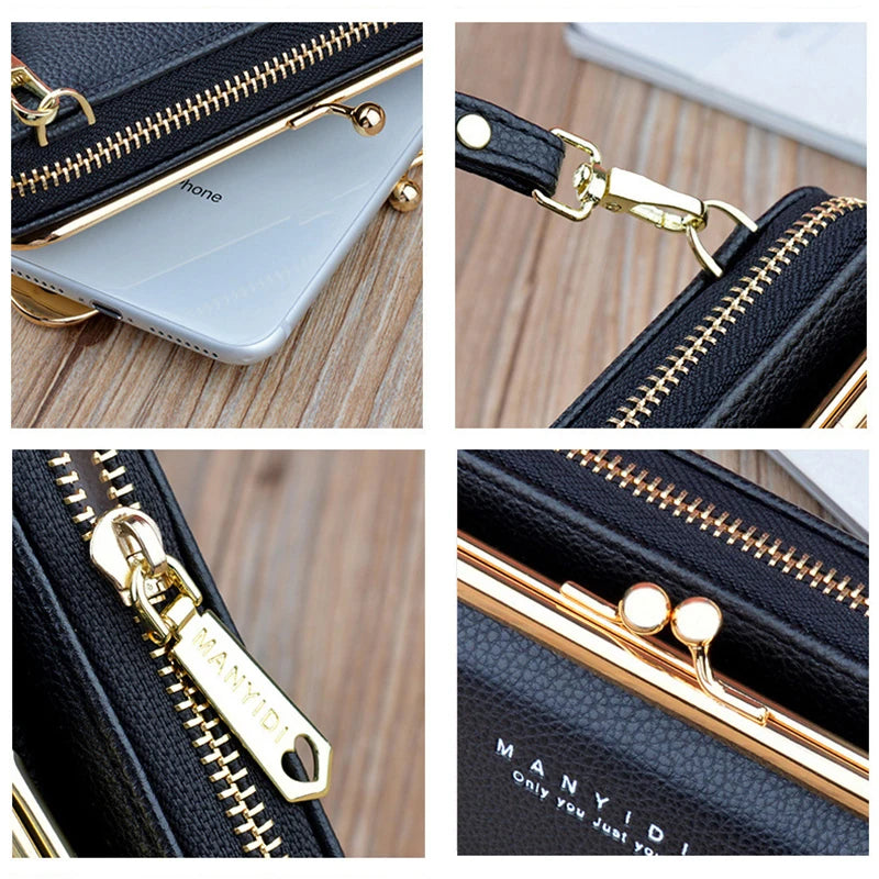 Phone Pocket Bag Over The Shoulder PU Leather Messenger Crossbody Bags For Women