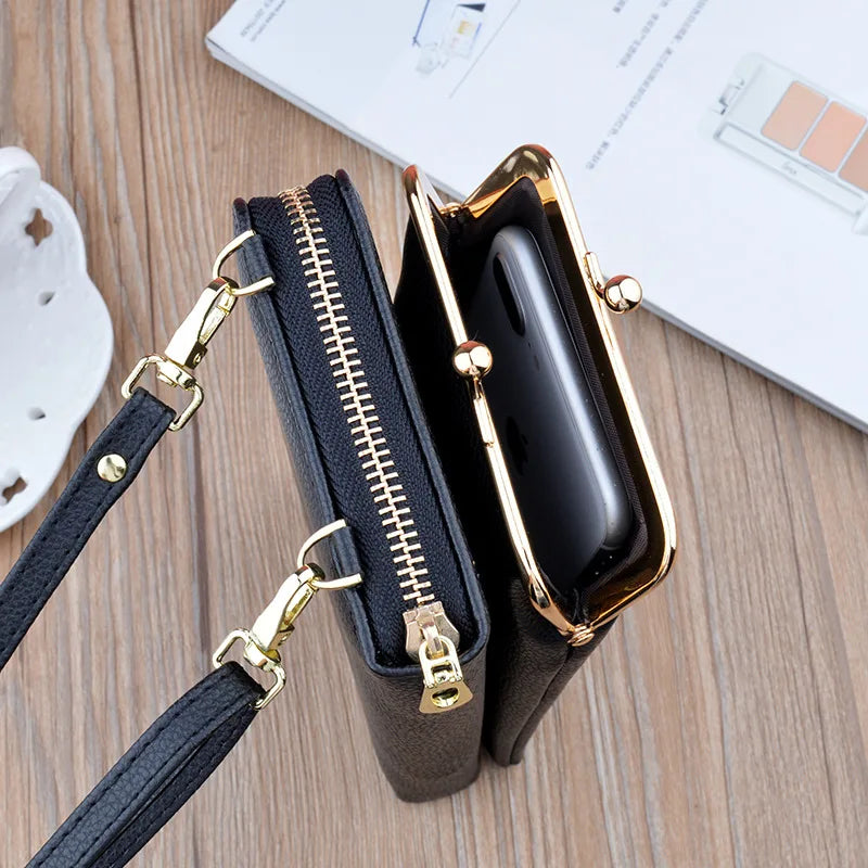 Phone Pocket Bag Over The Shoulder PU Leather Messenger Crossbody Bags For Women