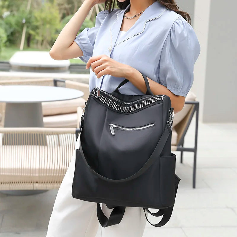 Rivet Backpack Women Leisure Back Pack Ladies Knapsack Casual Travel Bags