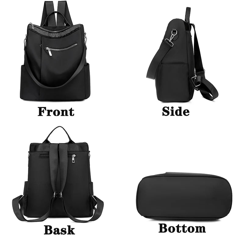Rivet Backpack Women Leisure Back Pack Ladies Knapsack Casual Travel Bags