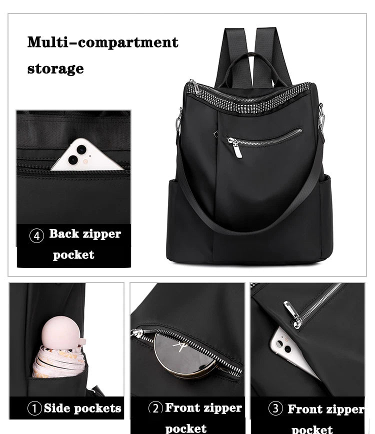 Rivet Backpack Women Leisure Back Pack Ladies Knapsack Casual Travel Bags