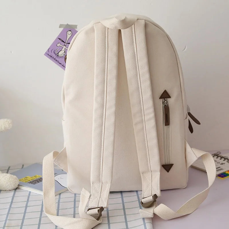 Teenagers Canvas Backpack Middle School Student Book Bags Girls Travel