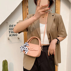 Silk Ribbon Purse Mini Small Square Bags for Women PU Leather Shoulder Bag
