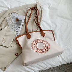 Large-Capacity Canvas Shoulder Bag for Fashionable Literary Fans