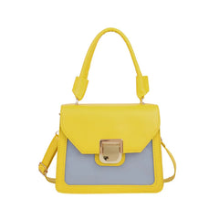 Small Square Flap Crossbody Messenger Bag Solid PU Leather Work L