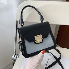 Small Square Flap Crossbody Messenger Bag Solid PU Leather Work L