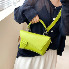 Small Women Leather Shoulder Bag Crossbody Bags Solid Flap Girls Tote Green
