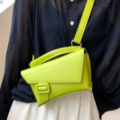 Small Women Leather Shoulder Bag Crossbody Bags Solid Flap Girls Tote Green
