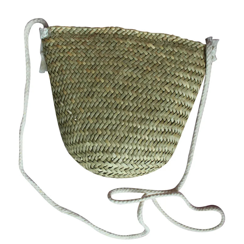 Smiley Straw Woven Bag Beach Messenger Bag Coin Purse