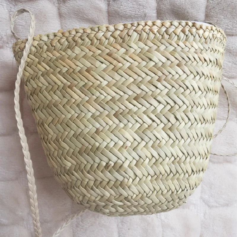 Smiley Straw Woven Bag Beach Messenger Bag Coin Purse