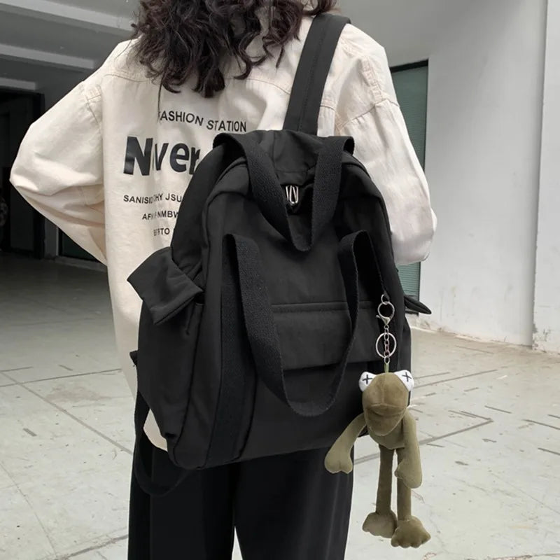 Women's Waterproof Nylon Backpack for Teenage Girl School Bag