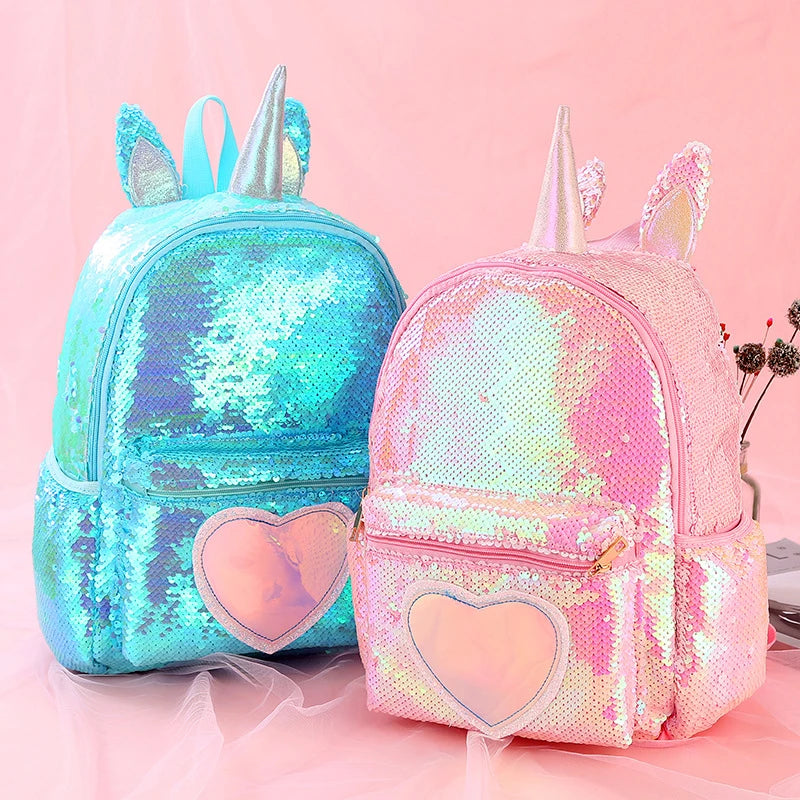 Sequin Unicorn Schoolbag, Large Capacity Backpack