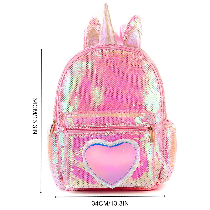 Sequin Unicorn Schoolbag, Large Capacity Backpack