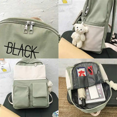 Women Backpack Harajuku Cotton Fabric School Bag Girl Book Lady Bag
