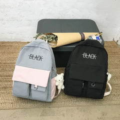 Women Backpack Harajuku Cotton Fabric School Bag Girl Book Lady Bag