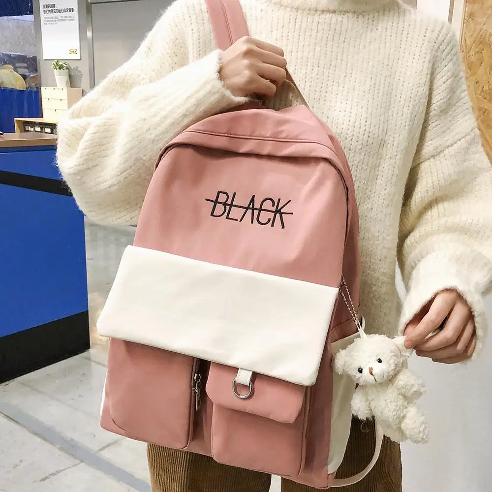 Women Backpack Harajuku Cotton Fabric School Bag Girl Book Lady Bag