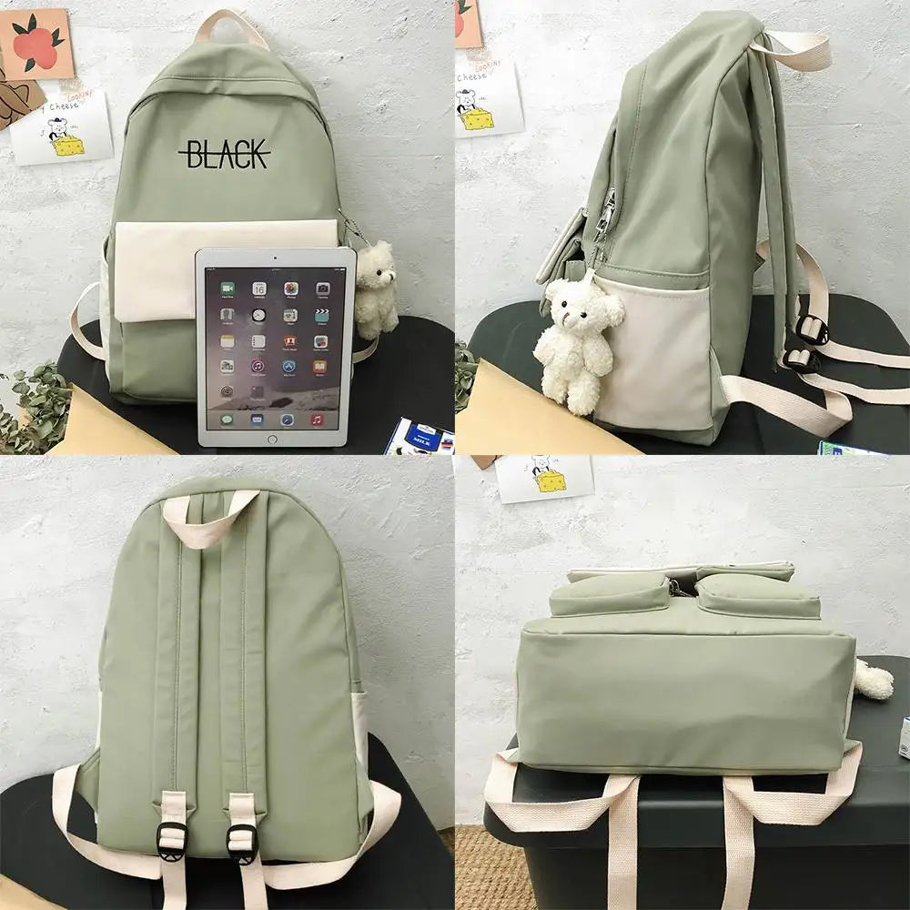 Women Backpack Harajuku Cotton Fabric School Bag Girl Book Lady Bag