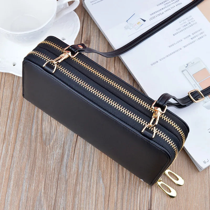 PU Leather Ladies Wallet Double Zipper Clutch Wallet Women Wallet