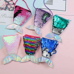 Sequined Fish Scale Purse Kids Mermaid Pouch