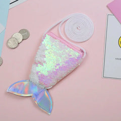 Sequined Fish Scale Purse Kids Mermaid Pouch