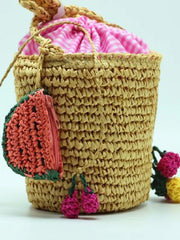 Summer Holiday Beach Bag Ladies Woven Bucket Bag Straw Bag