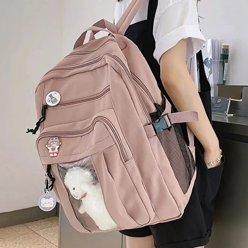 Summer Nylon Women Rucksack Double Shoulder Backpack for Teenager Girls