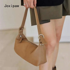 Vintage Underarm Bag Soft PU Leather Shoulder Bag Female Casual Tote Bags