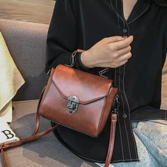 Vintage Casual Women Small Flap Leather Handbag
